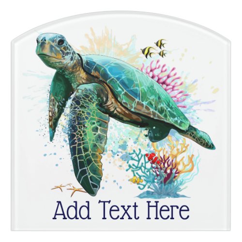 Sea turtle underwater watercolor Style Door Sign