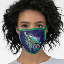 Sea turtle underwater watercolor Style Face Mask