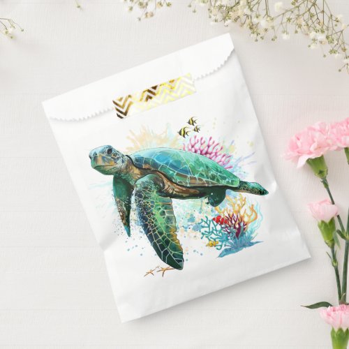 Sea turtle underwater watercolor Style Favor Bag