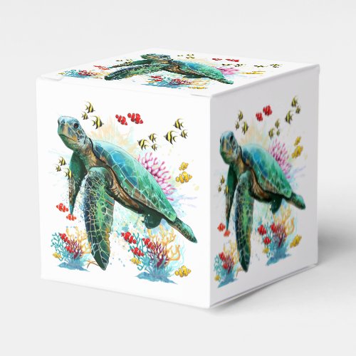 Sea turtle underwater watercolor Style Favor Boxes