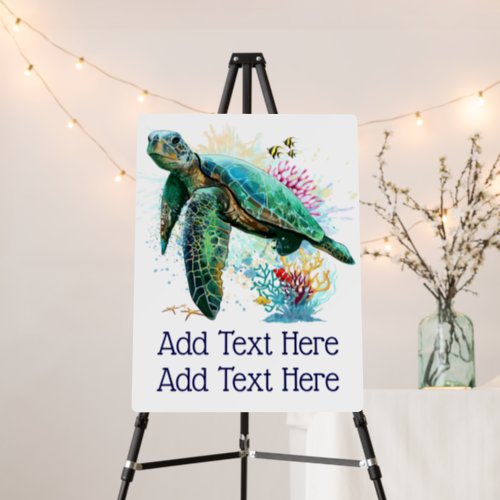 Sea turtle underwater watercolor Style Foam Board