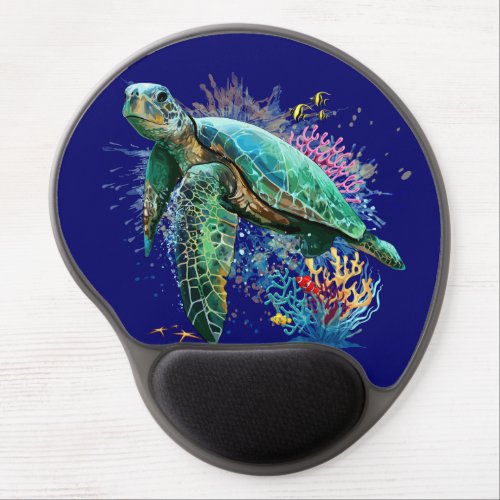 Sea turtle underwater watercolor Style Gel Mouse Pad