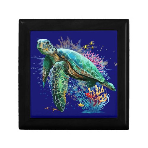 Sea turtle underwater watercolor Style Gift Box