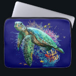 Sea turtle underwater watercolor Style Laptop Sleeve<br><div class="desc">Beautiful Sea turtle swimming in peaceful summer underwater created in watercolor style. Original Vector Graphic Art Illustration Copyright BluedarkArt TheCHameleonArt.</div>
