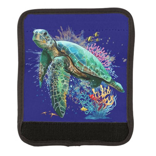 Sea turtle underwater watercolor Style Luggage Handle Wrap