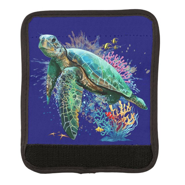 Sea turtle underwater watercolor Style Luggage Handle Wrap (Front)
