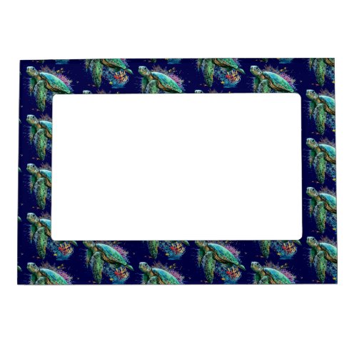 Sea turtle underwater watercolor Style Magnetic Frame