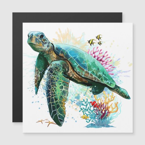 Sea turtle underwater watercolor Style Magnetic Invitation