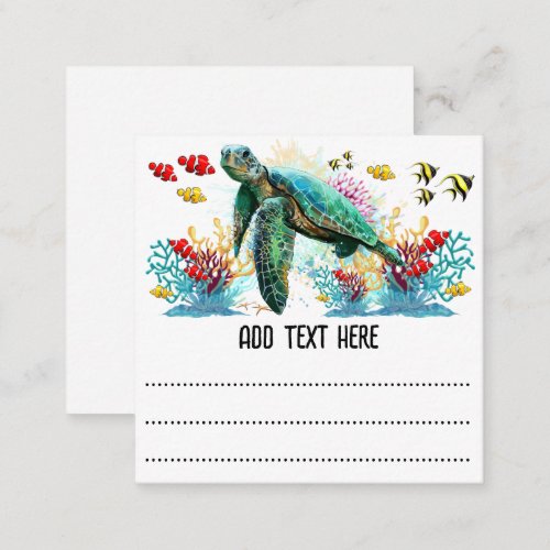 Sea turtle underwater watercolor Style Note Card