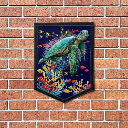 Sea turtle underwater watercolor Style Pennant