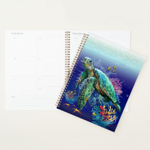 Sea turtle underwater watercolor Style Planner