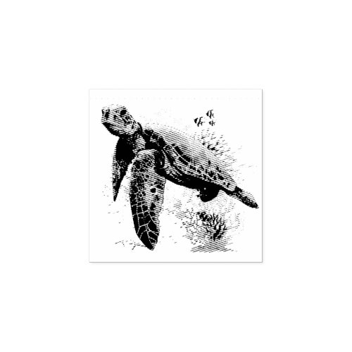 Sea turtle underwater watercolor Style Rubber Stamp