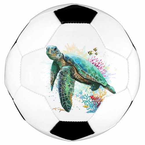 Sea turtle underwater watercolor Style Soccer Ball