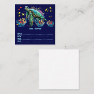 Sea turtle underwater watercolor Style Square Business Card