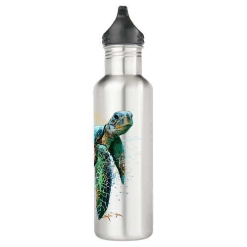 Sea turtle underwater watercolor Style Stainless Steel Water Bottle