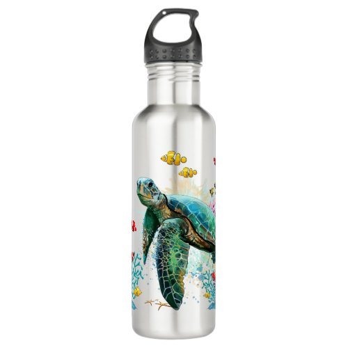 Sea turtle underwater watercolor Style Stainless Steel Water Bottle