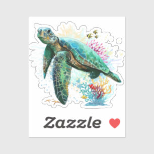 Sea turtle underwater watercolor Style Sticker
