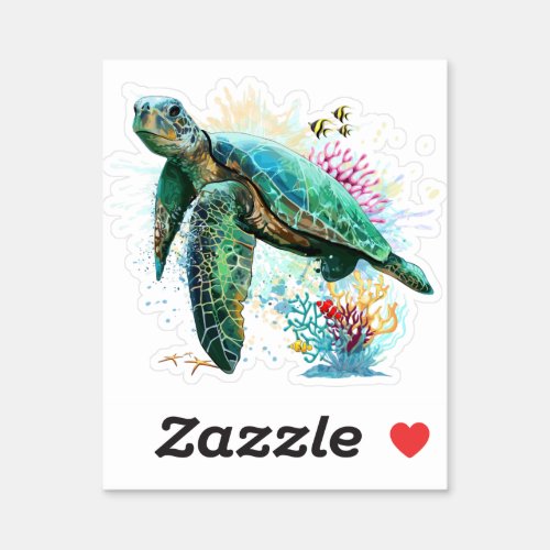 Sea turtle underwater watercolor Style Sticker