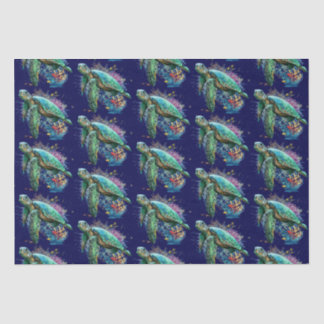 Sea turtle underwater watercolor Style Tissue Paper