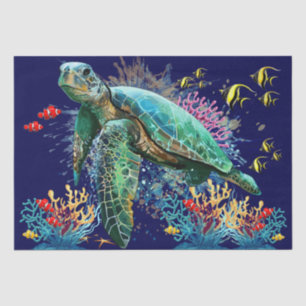 Sea turtle underwater watercolor Style Tissue Paper