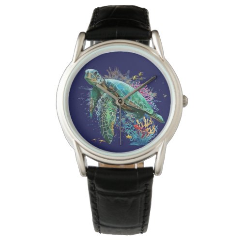 Sea turtle underwater watercolor Style Watch