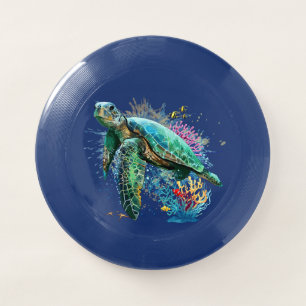Sea turtle underwater watercolor Style Wham-O Frisbee