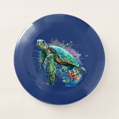 Sea turtle underwater watercolor Style Wham_O Frisbee