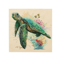 Sea turtle underwater watercolor Style