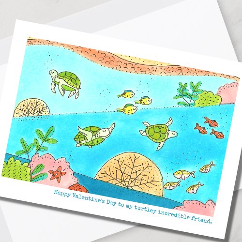 Sea Turtle Valentines Day Holiday Card