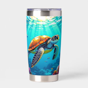 Sea Turtle Vibrant Ocean Illustration Insulated Tumbler