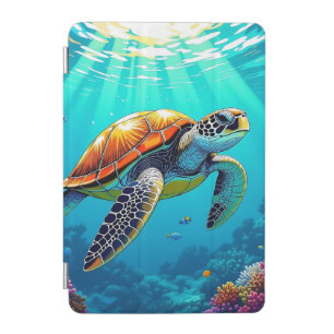 Sea Turtle Vibrant Ocean Illustration iPad Mini Cover