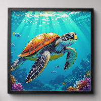 Sea Turtle Vibrant Ocean Illustration