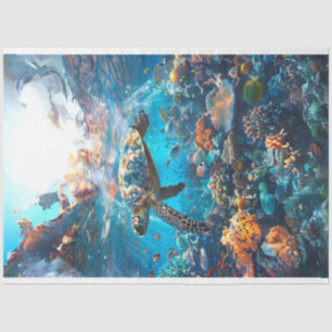 Sea Turtle Vibrantly Colored #2 Decoupage Tissue Paper