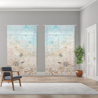 Sea Turtle Voyage Sheer Curtains