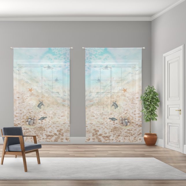 Sea Turtle Voyage Sheer Curtains (Wide)