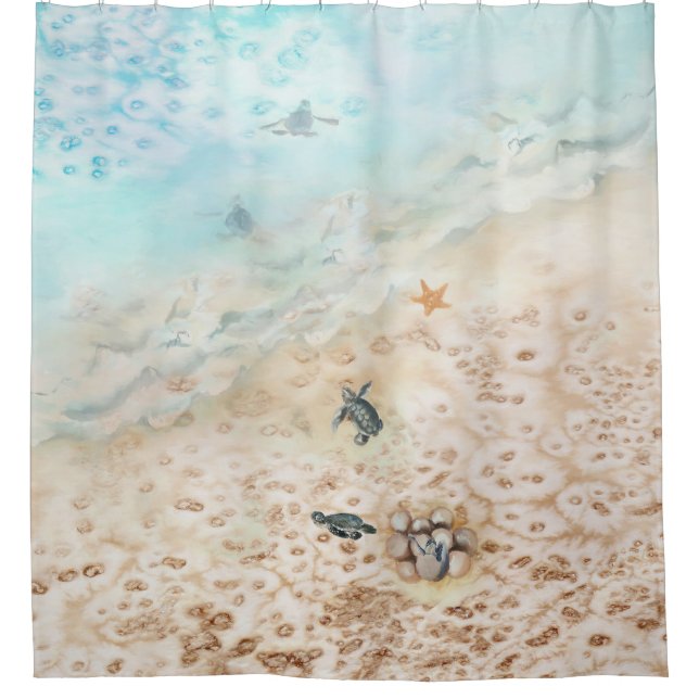 Sea Turtle Voyage Shower Curtain (Front)
