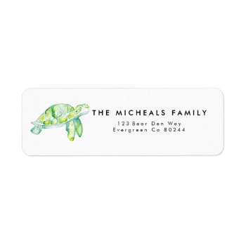 Sea Turtle Watercolor Address Label by RedefinedDesigns at Zazzle