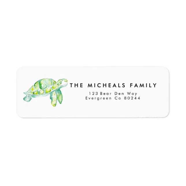 Sea Turtle Watercolor Address Label | Zazzle