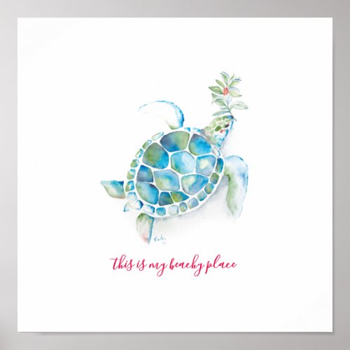 Sea Turtle Watercolor Art Poster