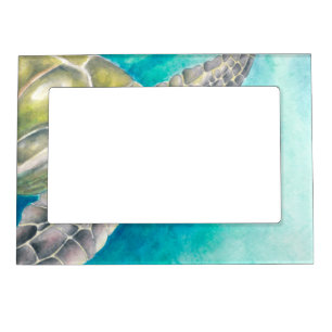 Sea Turtle Watercolor Green Magnetic Frame