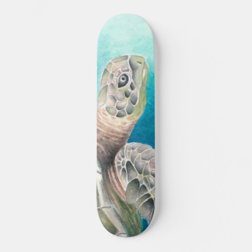 Sea Turtle Watercolor Green Skateboard