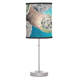 Sea Turtle Watercolor Green Table Lamp