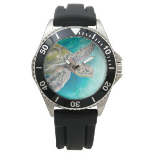 Sea Turtle Watercolor Green Watch
