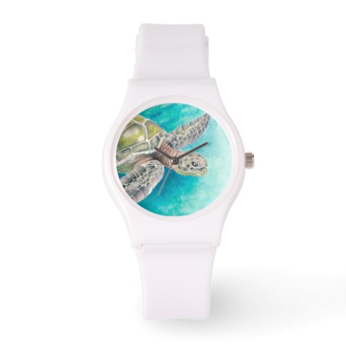 Sea Turtle Watercolor Green Watch