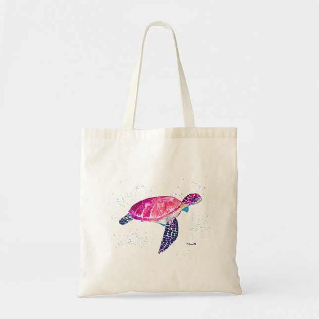 Sea turtle watercolor ocean Hawaiian tropical Tote Bag (Front)