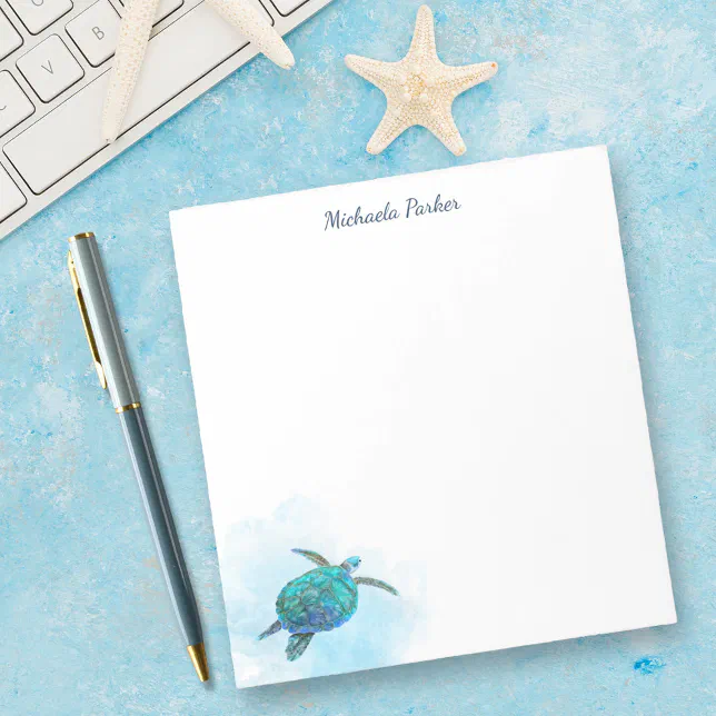 Sea Turtle Watercolor Ocean Personalized Notepad | Zazzle
