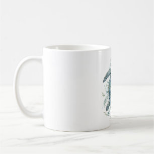 Sea Turtle Watercolor Ocean Waves Marine Life Art Coffee Mug