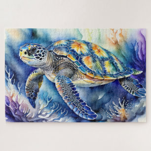 Sea Turtle Watercolor Painting Jigsaw Puzzle