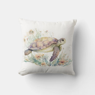 Sea Turtle Watercolor Throw Pillow