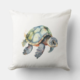 Sea Turtle watercolor Throw Pillow